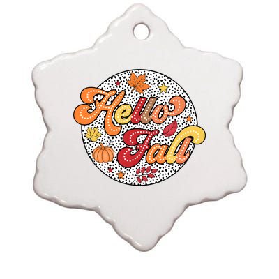 Hello Fall Autumn Season Lover Ceramic Star Ornament