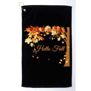 Hello Fall Autumn Halloween Leaves Foliage Platinum Collection Golf Towel