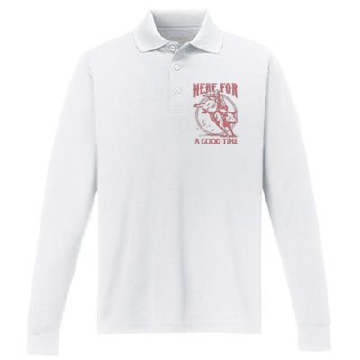 Here For A Good Time Cowboy Cowgirl Western Country Music Performance Long Sleeve Polo