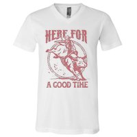 Here For A Good Time Cowboy Cowgirl Western Country Music V-Neck T-Shirt