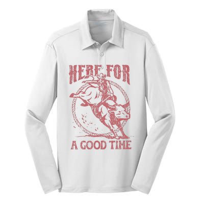 Here For A Good Time Cowboy Cowgirl Western Country Music Silk Touch Performance Long Sleeve Polo