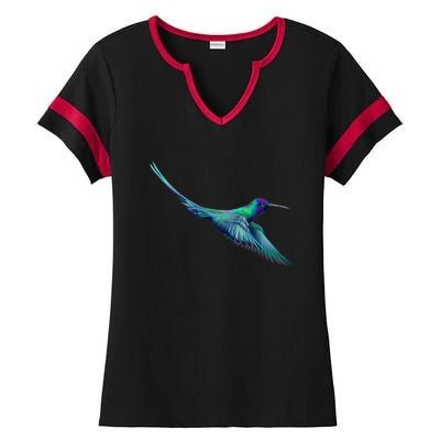 Hummingbird From A Splash Ladies Halftime Notch Neck Tee