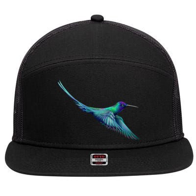 Hummingbird From A Splash 7 Panel Mesh Trucker Snapback Hat