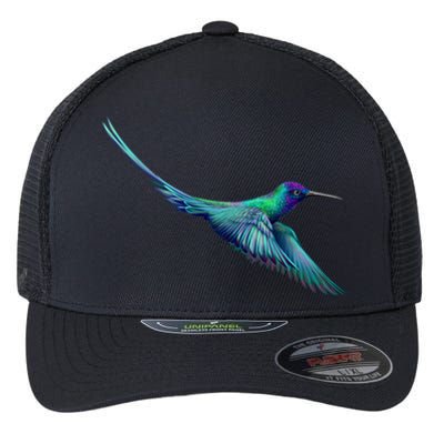 Hummingbird From A Splash Flexfit Unipanel Trucker Cap