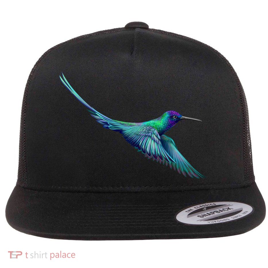 Hummingbird From A Splash Flat Bill Trucker Hat