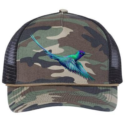 Hummingbird From A Splash Retro Rope Trucker Hat Cap