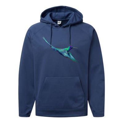 Hummingbird From A Splash Performance Fleece Hoodie