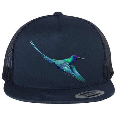 Hummingbird From A Splash Flat Bill Trucker Hat