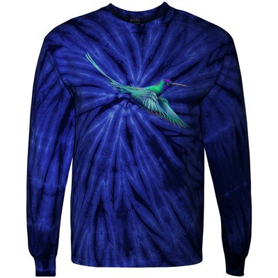 Hummingbird From A Splash Tie-Dye Long Sleeve Shirt