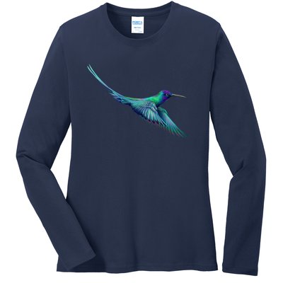 Hummingbird From A Splash Ladies Long Sleeve Shirt