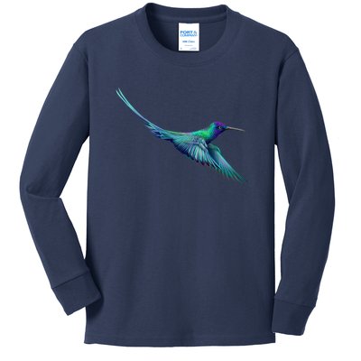 Hummingbird From A Splash Kids Long Sleeve Shirt