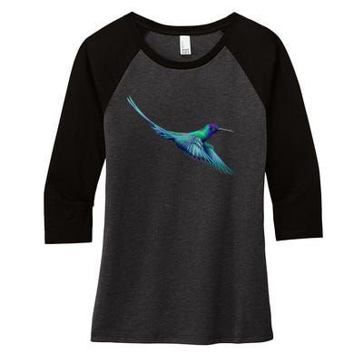 Hummingbird From A Splash Women's Tri-Blend 3/4-Sleeve Raglan Shirt