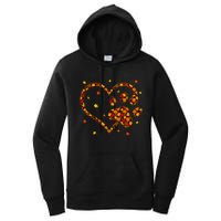 Hello Fall Autumn Leaf Pumpkin Dog Paw  Women's Pullover Hoodie