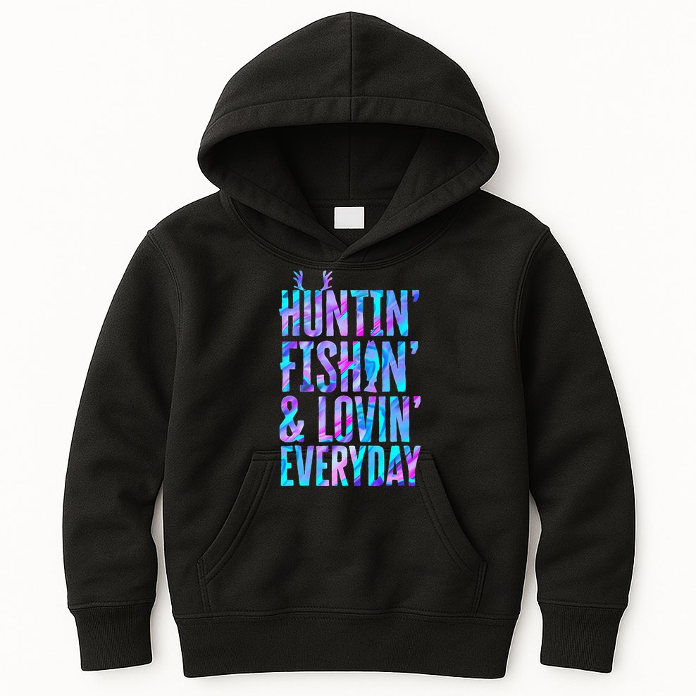 Huntin Fishin And Lovin Everyday Hunting Fishing Loving Kids Hoodie