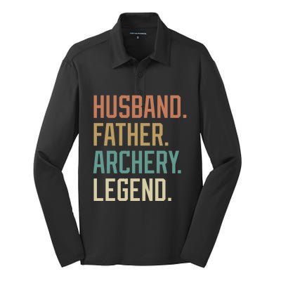 Husband Father Archery Legend Father's Day Birthday Cute Gift Silk Touch Performance Long Sleeve Polo