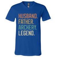 Husband Father Archery Legend Father's Day Birthday Cute Gift V-Neck T-Shirt