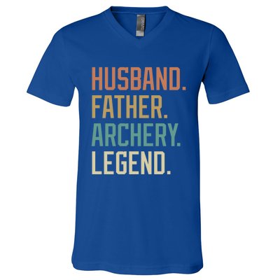 Husband Father Archery Legend Father's Day Birthday Cute Gift V-Neck T-Shirt