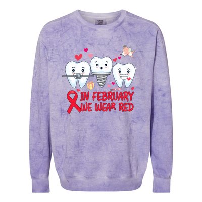 Heart Failure Awareness Happy Valentines Day Dental Dentist Gift Colorblast Crewneck Sweatshirt