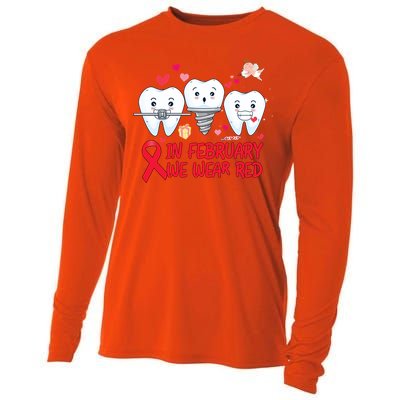 Heart Failure Awareness Happy Valentines Day Dental Dentist Gift Cooling Performance Long Sleeve Crew