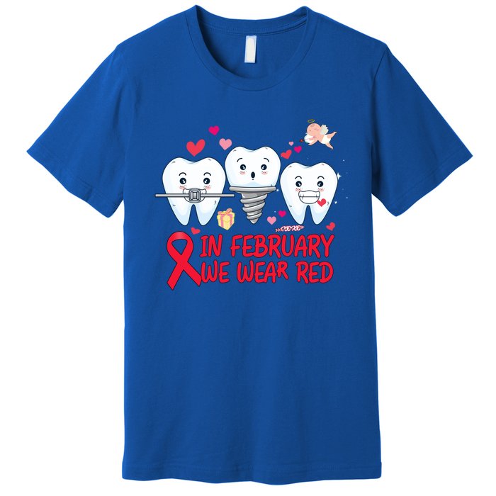 Heart Failure Awareness Happy Valentines Day Dental Dentist Gift Premium T-Shirt