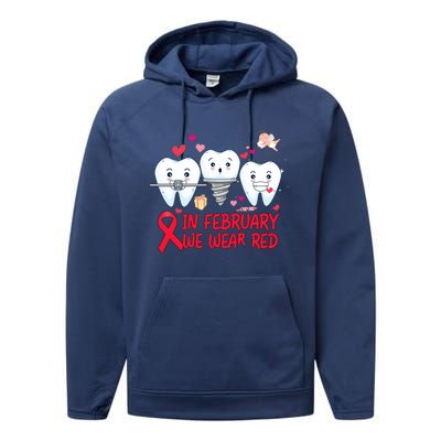 Heart Failure Awareness Happy Valentines Day Dental Dentist Gift Performance Fleece Hoodie