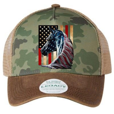 Horse Flag America Horses Face Flags Usa 4th Of July Legacy Tie Dye Trucker Hat