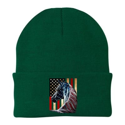 Horse Flag America Horses Face Flags Usa 4th Of July Knit Cap Winter Beanie