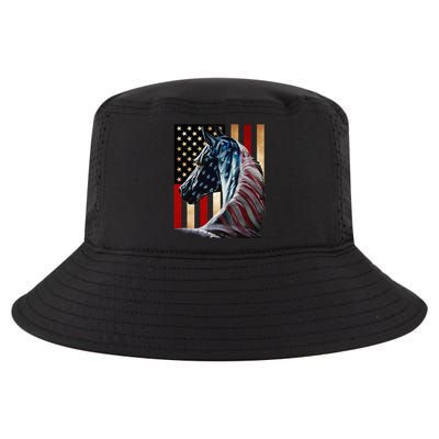 Horse Flag America Horses Face Flags Usa 4th Of July Cool Comfort Performance Bucket Hat