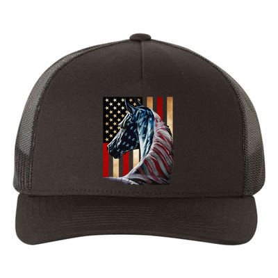 Horse Flag America Horses Face Flags Usa 4th Of July Yupoong Adult 5-Panel Trucker Hat