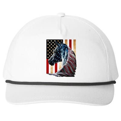 Horse Flag America Horses Face Flags Usa 4th Of July Snapback Five-Panel Rope Hat