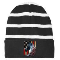 Horse Flag America Horses Face Flags Usa 4th Of July Striped Beanie with Solid Band