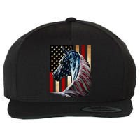 Horse Flag America Horses Face Flags Usa 4th Of July Wool Snapback Cap