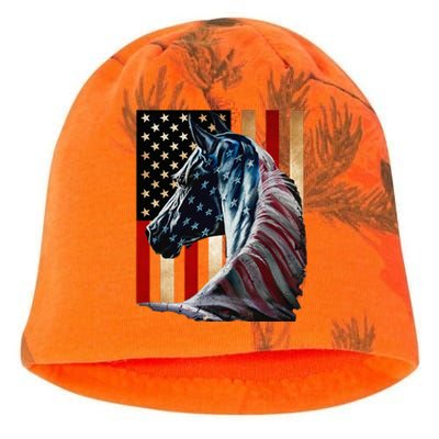 Horse Flag America Horses Face Flags Usa 4th Of July Kati - Camo Knit Beanie