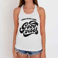 High Fives And Good Vibes Women's Knotted Racerback Tank