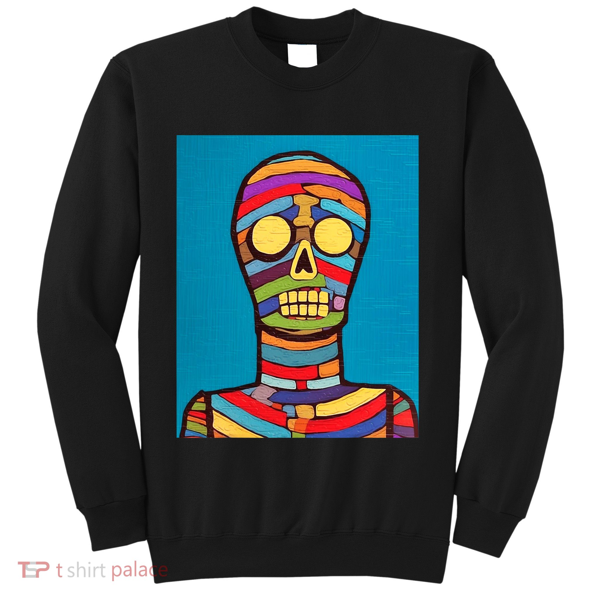 Halloween Folk Art Mummy Design Scary Mummy Sweatshirt