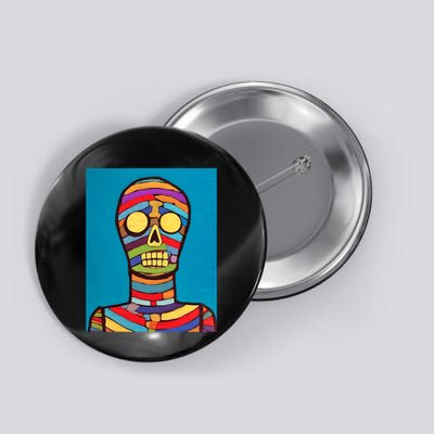 Halloween Folk Art Mummy Design Scary Mummy Button