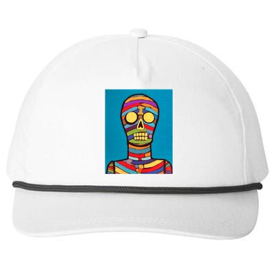 Halloween Folk Art Mummy Design Scary Mummy Snapback Five-Panel Rope Hat