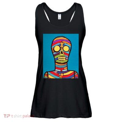 Halloween Folk Art Mummy Design Scary Mummy Ladies Essential Flowy Tank
