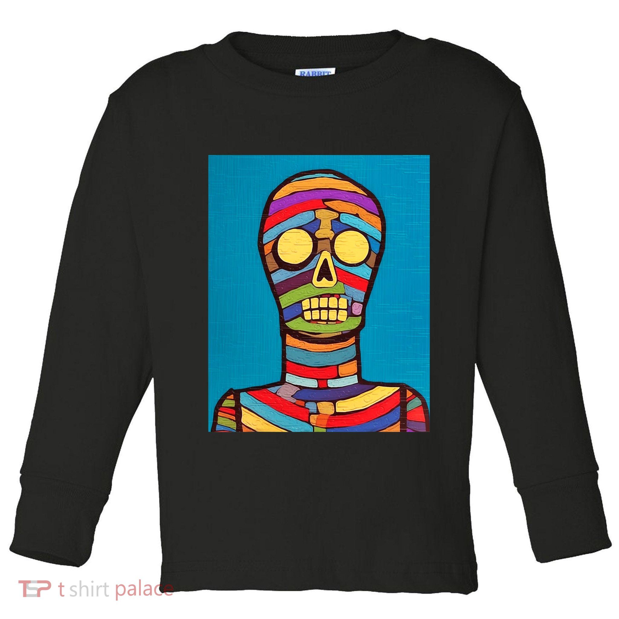 Halloween Folk Art Mummy Design Scary Mummy Toddler Long Sleeve Shirt