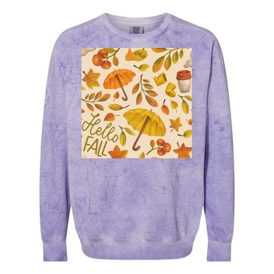 Hello Fall Autumn Season Colorblast Crewneck Sweatshirt