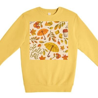 Hello Fall Autumn Season Premium Crewneck Sweatshirt