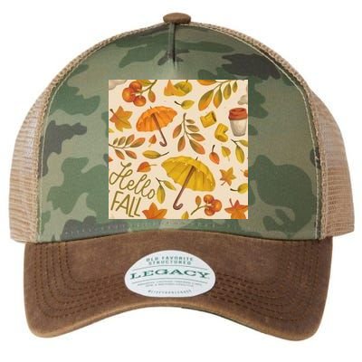 Hello Fall Autumn Season Legacy Tie Dye Trucker Hat