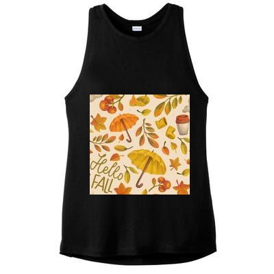 Hello Fall Autumn Season Ladies PosiCharge Tri-Blend Wicking Tank