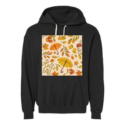 Hello Fall Autumn Season Garment-Dyed Fleece Hoodie