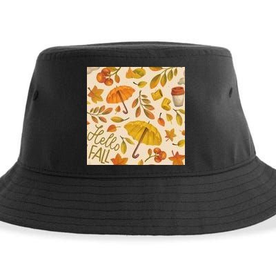 Hello Fall Autumn Season Sustainable Bucket Hat