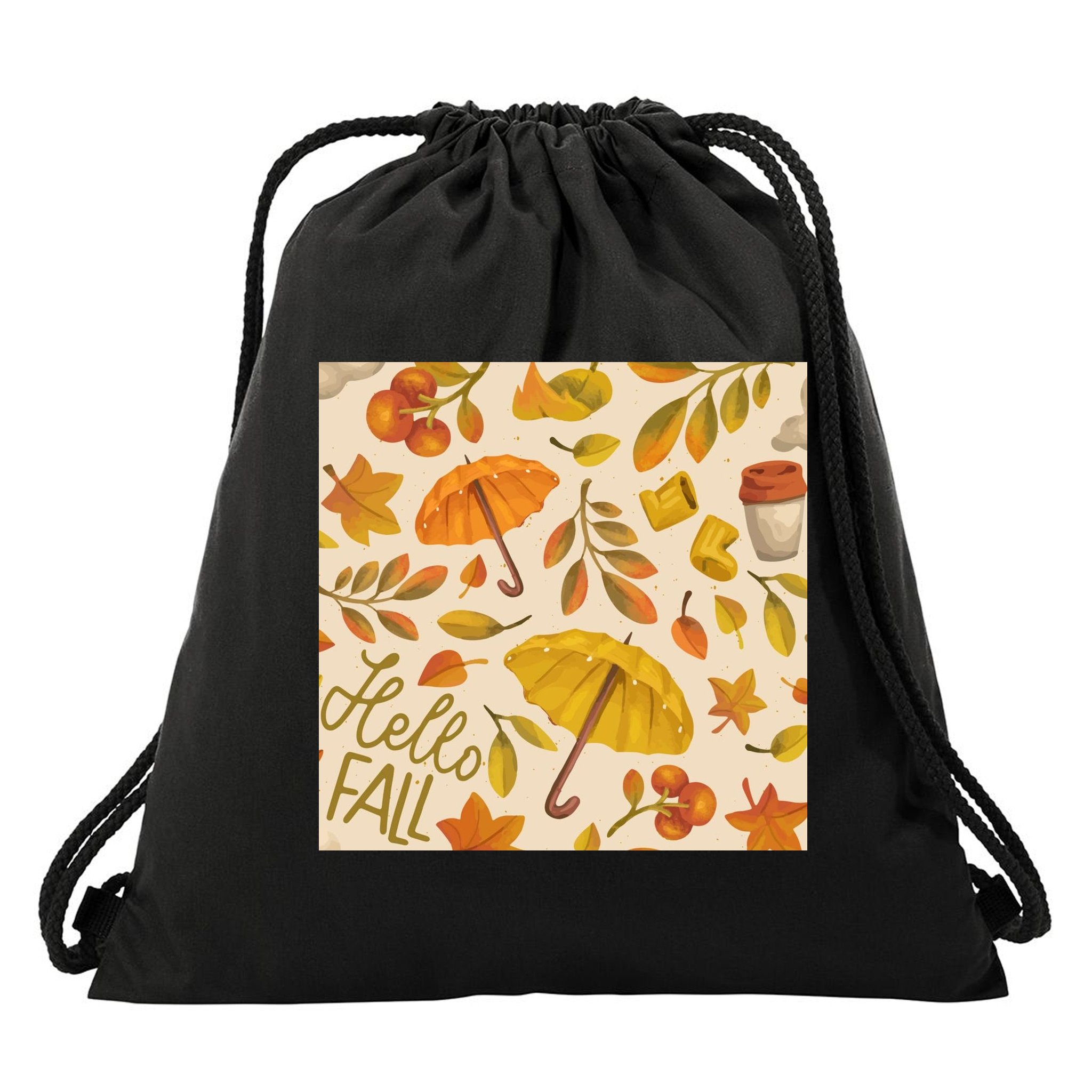Hello Fall Autumn Season Drawstring Bag