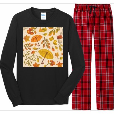 Hello Fall Autumn Season Long Sleeve Pajama Set