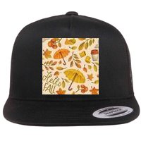 Hello Fall Autumn Season Flat Bill Trucker Hat