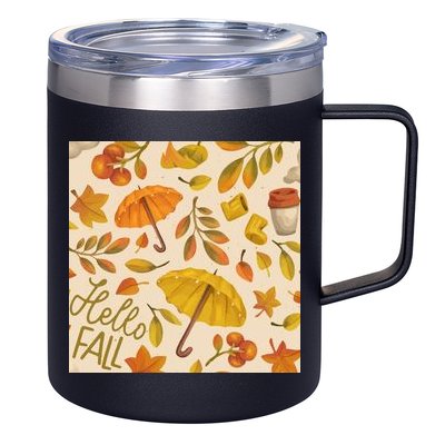 Hello Fall Autumn Season 12oz Stainless Steel Coffee Mug