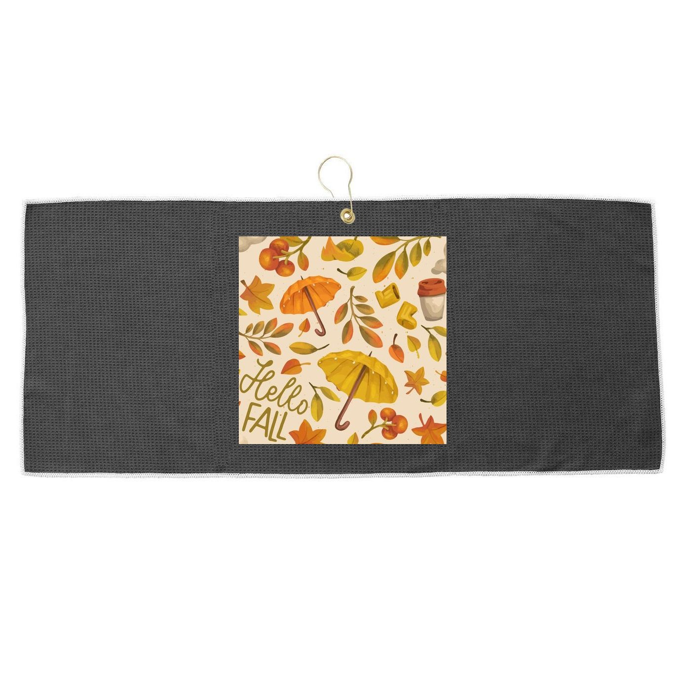 Hello Fall Autumn Season Large Microfiber Waffle Golf Towel